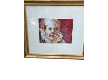 Interesting Fine Art Painting - Study Of A Clown Portrait In Gold Leaf Frame