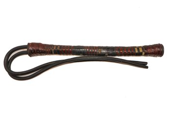 Antique Inlay Wood Braided Leather Whip