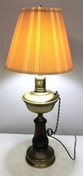 Vintage Urn Style Wood Brass Table Lamp