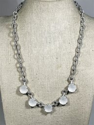 Fine And Heavy Judith Ripka Sterling Silver Frosted White Stones Necklace