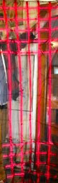 Sheer Gray And Red Striped See-through Scarf 73' Long