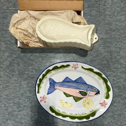 Nice Vintage Salmon Mold And Deruta Majilly Platter From Italy