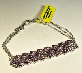 Very Fine Contemporary Sterling Silver Amethyst Gemstone Bracelet Never Worn