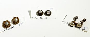 Vintage Earrings By Miriam Haskell - Three Pair