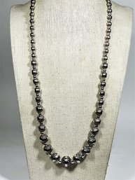 Contemporary Sterling Silver Beaded Necklace 23' Long