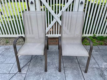 Mesh Fabric Open Arm Patio Chairs (2)