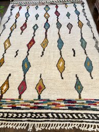 Modern Hand Knotted Moroccan Wool Rug - 10'8' X 7'7'