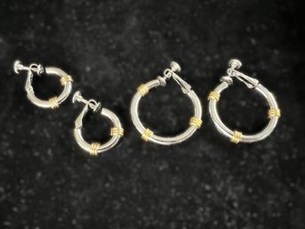 Two Pairs Of Napier Screw-Back Bamboo Hoops