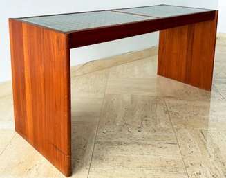 A Vintage Mid Century Danish Teak And Glass Console With Grid Design By Komfort, Denmark