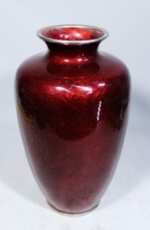 Fine Japanese Red Cloisonne Enamel Vase