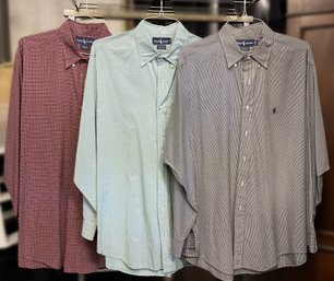 Three Ralph Lauren Yarmouth Cotton Button Down Dress Shirts-size 17