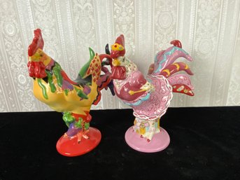 Pair Of Rooster Figurines