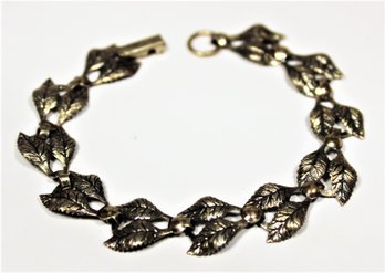 Vintage Sterling Silver Leaf Form Link Bracelet