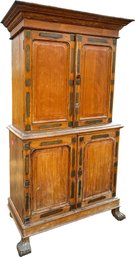 A Gorgeous Early 19th Century Carved Mahogany Campaign Cabinet - Gorgeous Brass Inlay!