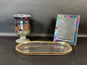 A Striking Mosaic Candle Holder, Stained Glass Frame & More