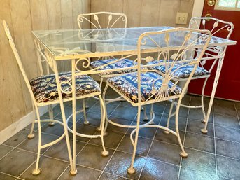 Vintage Iron & Glass Garden Dining Table & Chairs