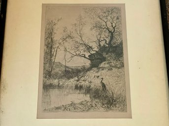 UNE MARE, Original Etching By Adolph Appian. Signed On The Plate, Appian 1867.