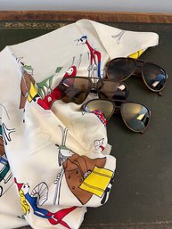 A Vintage Alpine Collection - Bolle Sunglasses, Fun Silk Swiss Skiing Scarf