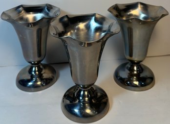 3 Vintage Gemco Stainless Steel Sundae Goblets