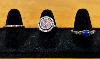 Lot Of 3 Beautiful Sterling Silver Rings Sizes 5, 6, And 7