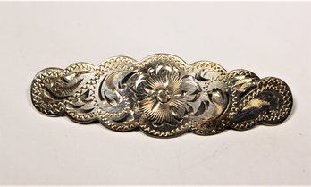 Sterling Silver Bright Cut Decorated Brooch