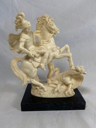 G. Ruggeri Resin Scuplture Of St. George The Dragon Slayer Made In Italy 5x3x7.5in