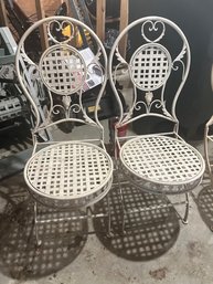 Set Of Four Mid Century Vintage Wrought Iron Folding Chairs
