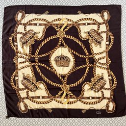 A Vintage Hermes Scarf With Rope And Crown Detailing