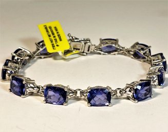 Sterling Silver Gemstone Tanzanite Contemporary Bracelet