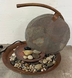 Copper And Stone Fountain With Electric Pump
