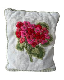 1960s Needle Point Pink Floral Pillow