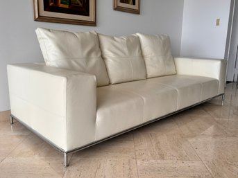 A Modern Leather Sofa By Camerich - Off White