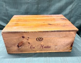 Vintage Empty Wood Ca Montini Gift Box With Handles