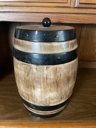 Ceramic Wood Barrel Cookie Jar