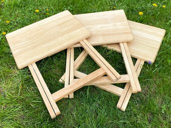 A Trio Of Modern Oak Snack Tables