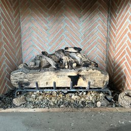 A Gas Fireplace Insert With Log Holder - Living RM