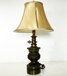 A Vintage Filigreed Brass Oil Lamp Style Piece