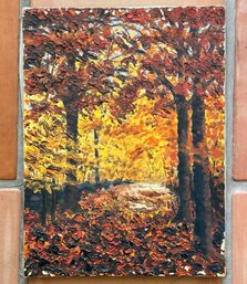 An Original Mid 20th Century Impasto Oil On Canvas - Autumnal Scene, Unsigned