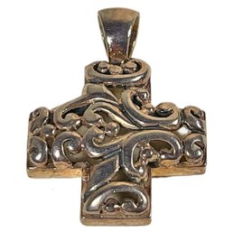 Heavy Sterling Silver Cross Pendant Contemporary 925