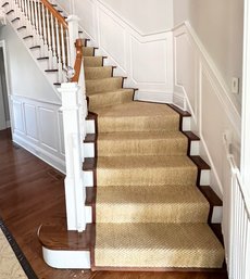 A Custom Sisal Stair Runner With Leather Trim