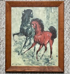 A Vintage Original Equestrian Painting, Likely On Board - Mid Century Lines