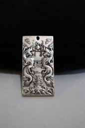 Vintage Chinese Longevity Bullion Amulet Silver, Copper And Nickel