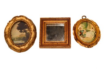 Vintage Framed Printed Art And Mirror Wall Decor