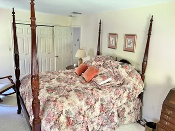 Mahogany Queen 4 Poster Bed & Mahogany Bed Steps - No Mattress, No Box Spring, No Bedding