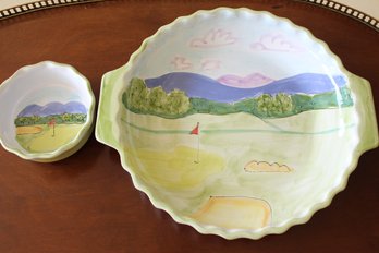 12 Dia Chip & 5dia. Dip Set. Golf Green W/ Flag  Mesa International  Handcrafted In Hungary