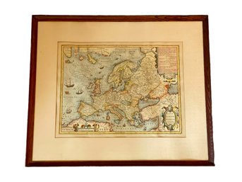 Fantastic Reproduction Of A 1597 Map, Framed Under Glass