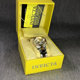 Very Nice - Brand New $295 Midsize INVICTA Two Tone Chronograph Watch With Box / Card / Booklet  Cloth - NEW !