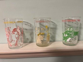 Three Vintage 'Archie' Collectible Jelly Jar Juice Glasses