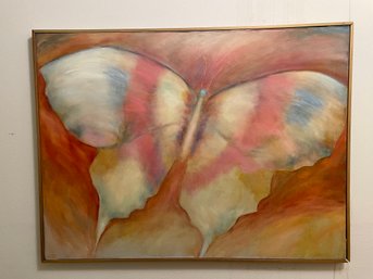 Large Framed Pastel Butterfly Painting By Patti Hirsch (American, 1935-2023)