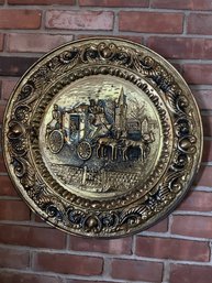 Vintage Brass Plate Charger Wall Hanging